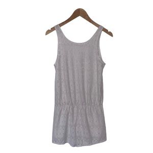 White Lace Bathing Suit Cover Romper Tank Top  Shorts Swimwear Size‎ Small
